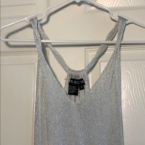 Tracy M. Silver metallic racerback tank sm